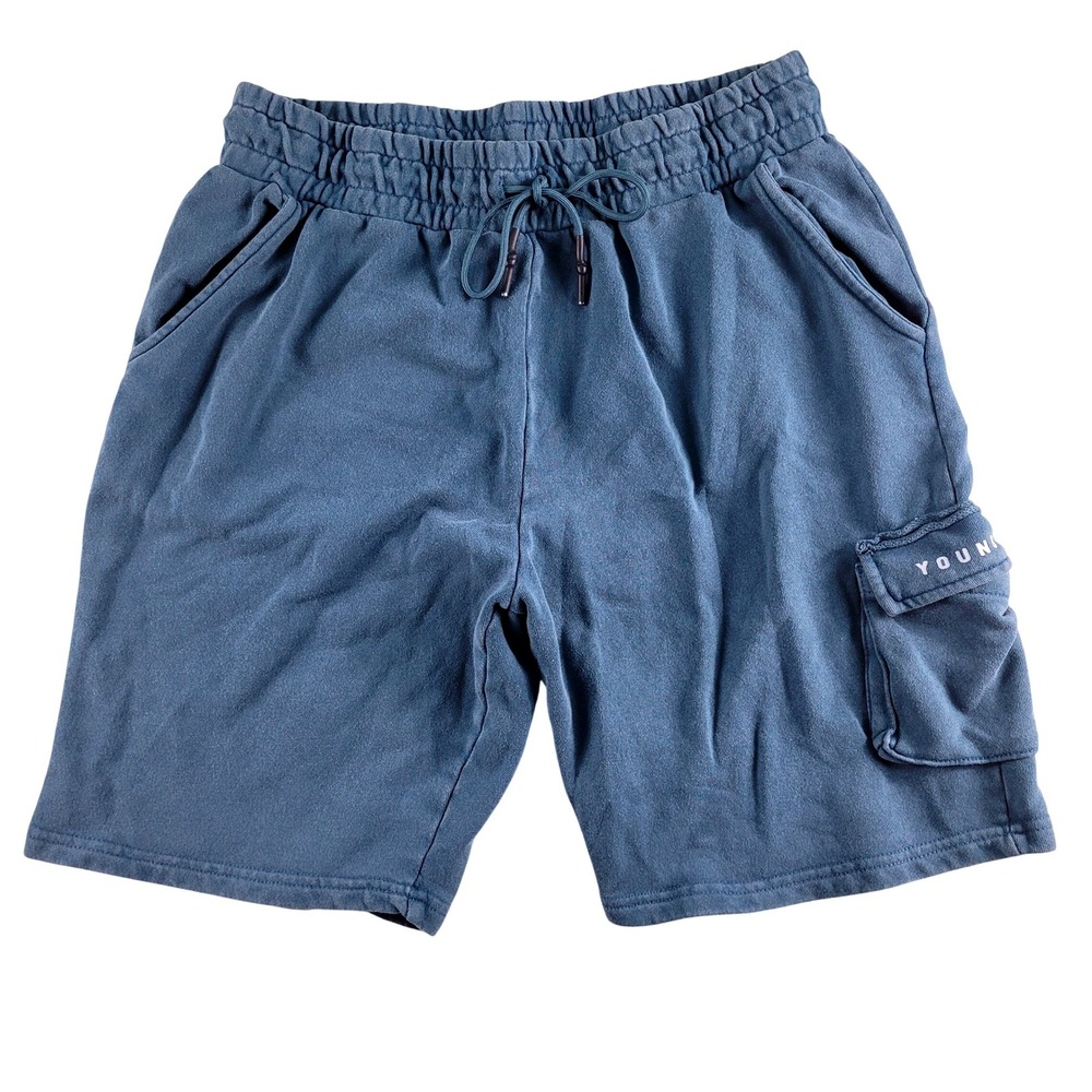 YoungLA Cargo Shorts Mens XXL Blue Excellent Cotton Gym Workout Sweat Shorts GUC